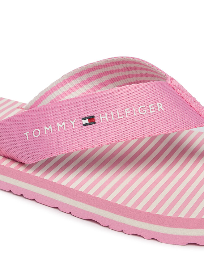 Tommy Hilfiger Zehentrenner Tommy Hilfiger Th Ithaca Stripe Summer Sandal FW0FW09192 Rosa