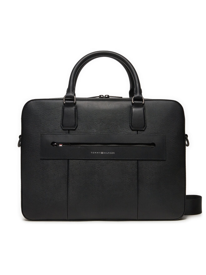 Tommy Hilfiger Porta PC Tommy Hilfiger Business Leather Computer Bag AM0AM12489 Nero