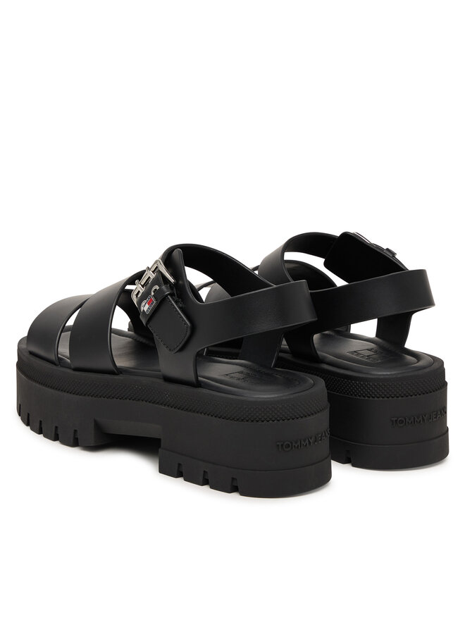 Tommy Jeans Sandalen Tommy Jeans Tjw Straps Leather Max Sandal EN0EN02944 Schwarz