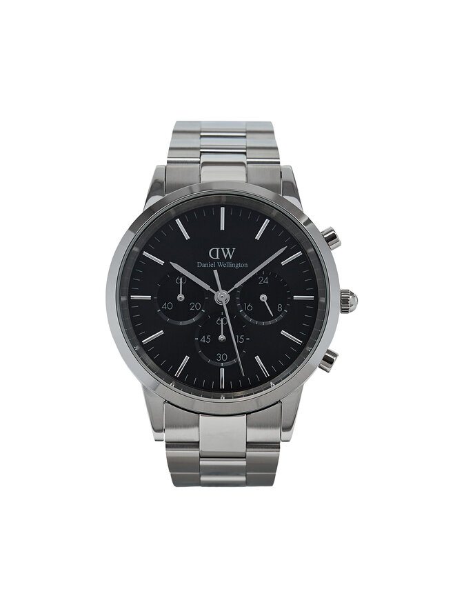 Daniel Wellington Hodinky Daniel Wellington Iconic Chronograph Link Onyx DW00100645 Stříbrná