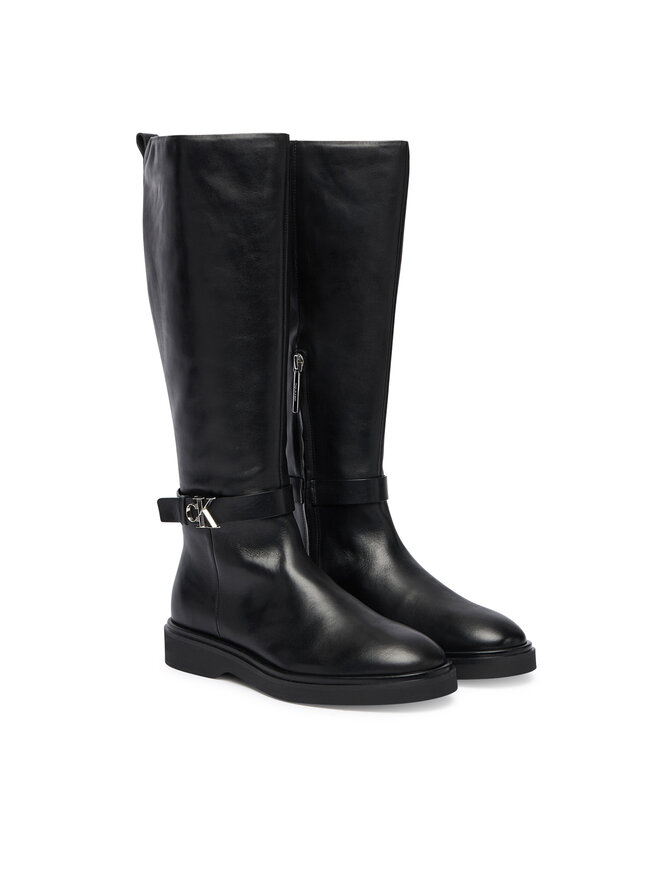 Calvin Klein Ботуши Calvin Klein Knee Boot W/ Metal Logo HW0HW02665 Черен