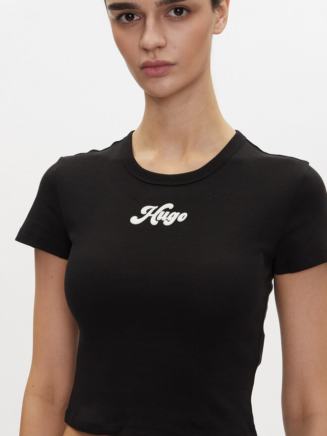 HUGO HUGO Camiseta Delanor_2 50539132 Negro Cropped Fit