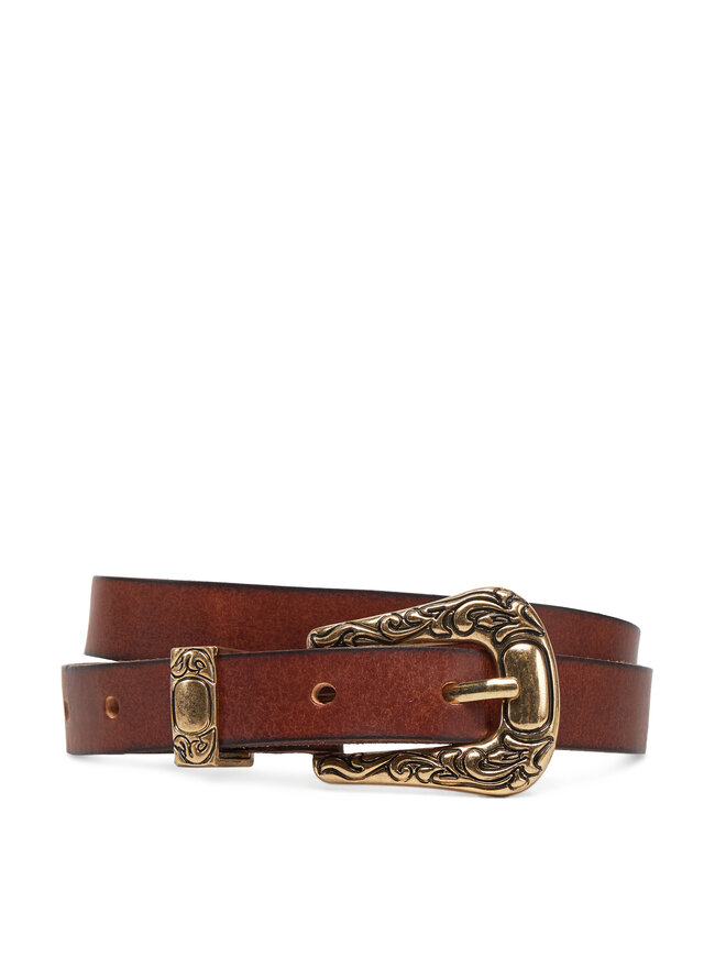 ONLY Pasek Damski ONLY Onlty Slim Leather Wester Jeans Belt Acc 15338269 Brązowy