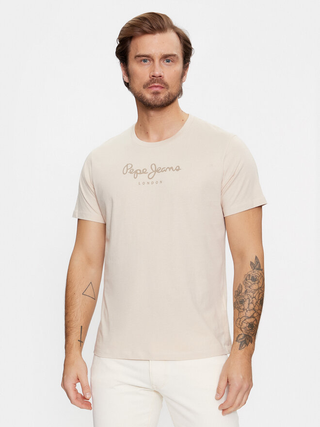 Pepe Jeans Pepe Jeans Marškinėliai Eggo N PM508208 Smėlio Regular Fit