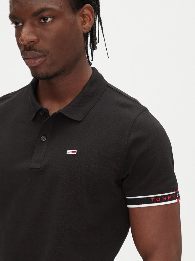 Tommy Jeans Tommy Jeans Polo marškinėliai Flag Cuff DM0DM21306 Juoda Slim Fit