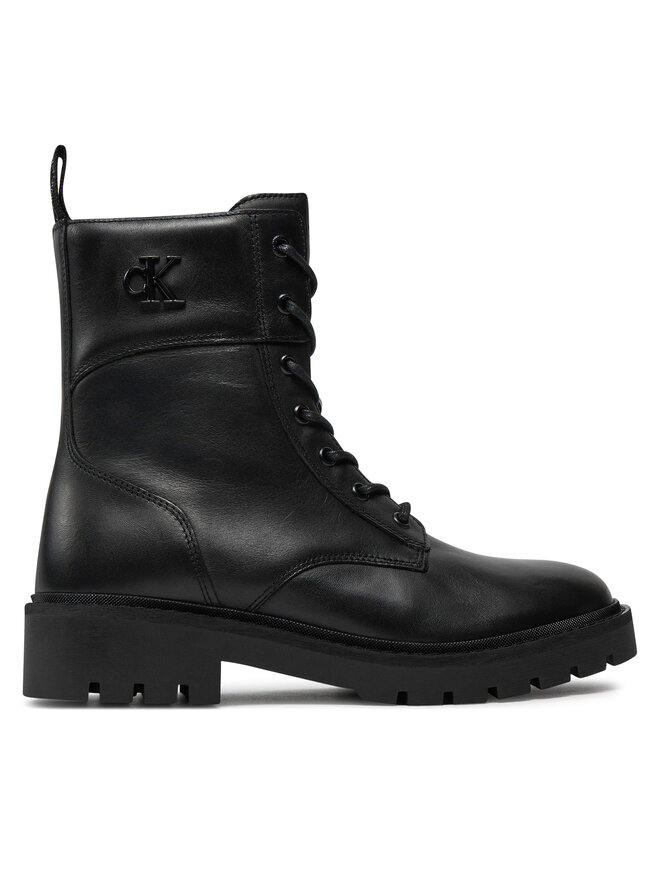 Calvin Klein Jeans Schnürstiefeletten Calvin Klein Jeans Combat Boot Mid Zip Lth In Calf YW0YW01550 Schwarz