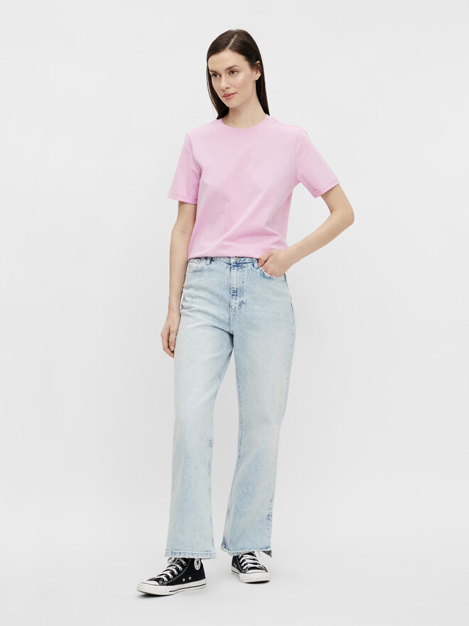 Pieces Pieces Marškinėliai Ria 17086970 Rožinė Regular Fit