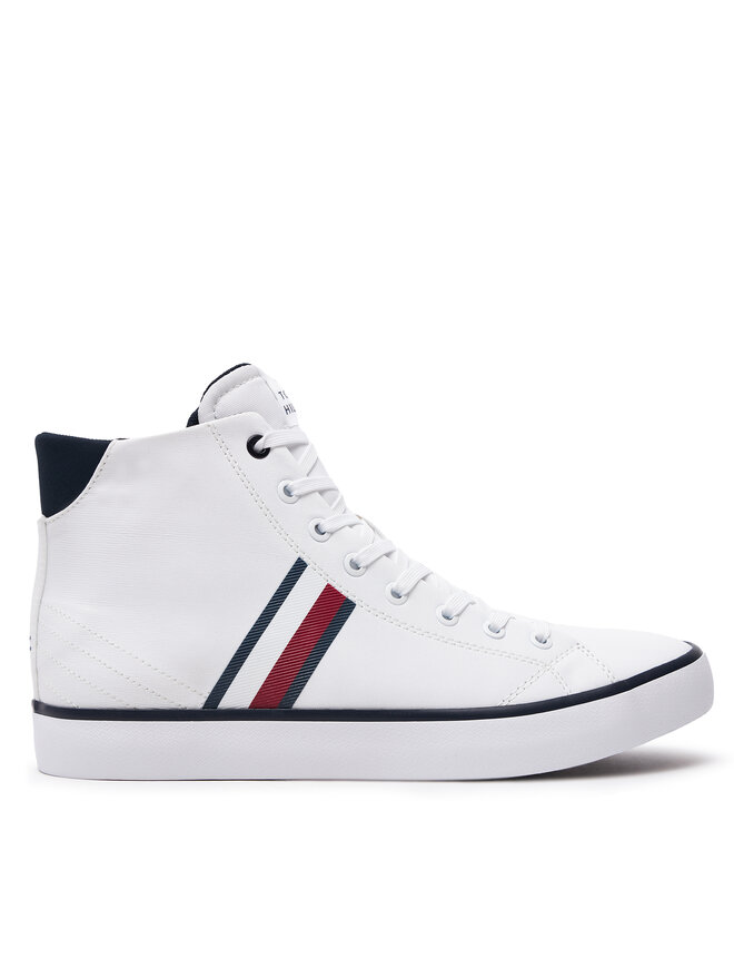 Tommy Hilfiger Sneakersy Tommy Hilfiger Th Hi Vulc Stripes Mesh FM0FM04948 Biały