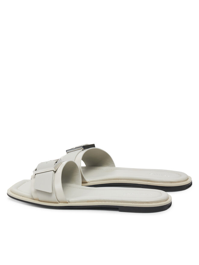 Calvin Klein Pantoletten Calvin Klein Flat Slide W/Buckle - Lth HW0HW02490 Grau