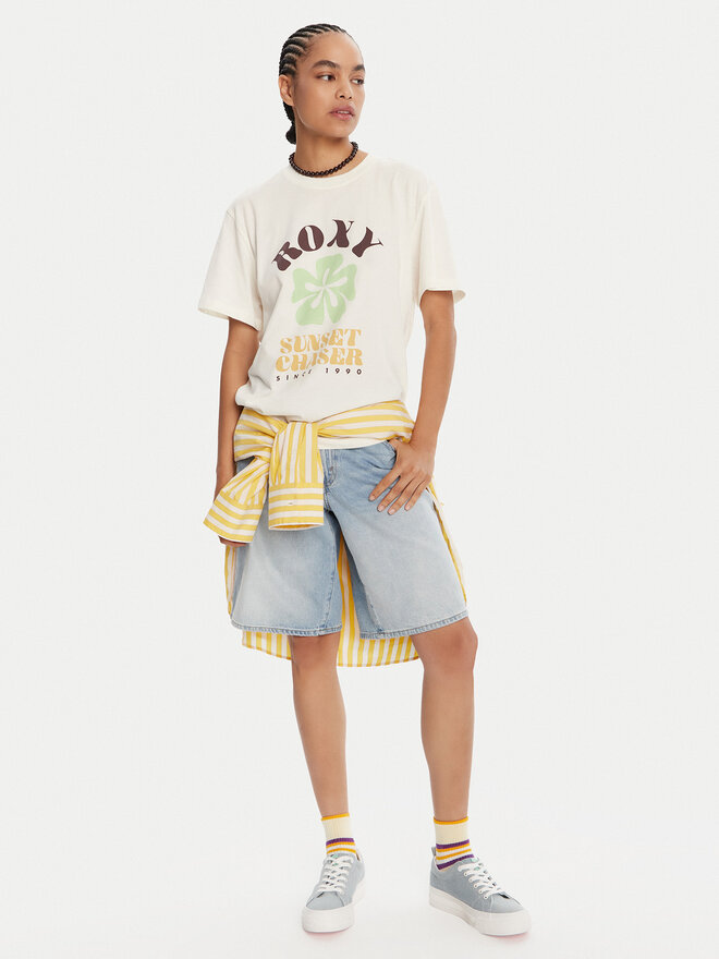Roxy Roxy Camiseta Hangloose Poster ERJZT06018 Écru Regular Fit