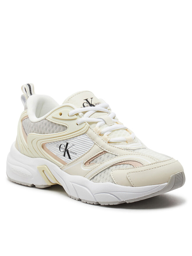 Calvin Klein Jeans Tenisice Calvin Klein Jeans Retro Tennis Low Lace Mh Ml Met YW0YW01373 Bijela