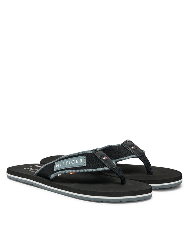 Tommy Hilfiger Japonki Tommy Hilfiger Patch Hilfiger Beach Sandal FM0FM05435 Czarny