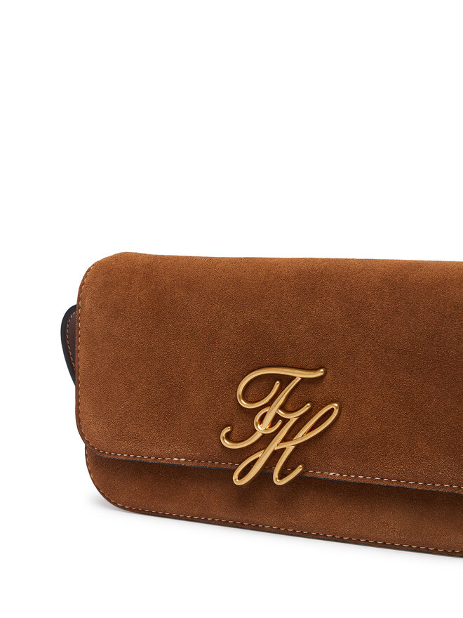 Tommy Hilfiger Handtasche Tommy Hilfiger Script Leather Crossover Suede AW0AW19326 Braun