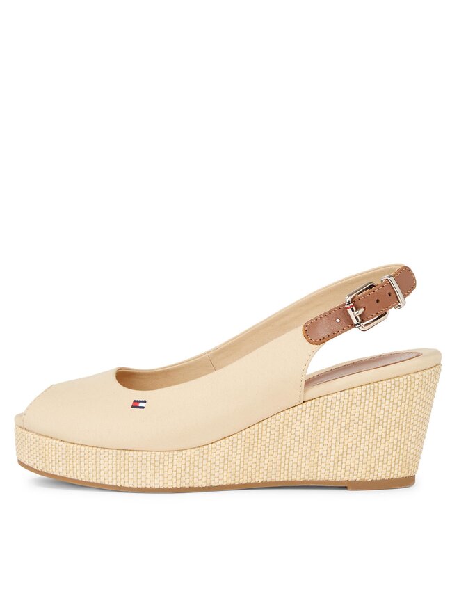 Tommy Hilfiger Espadrillas Tommy Hilfiger Iconic Elba Sling Back Wedge FW0FW04788 Beige