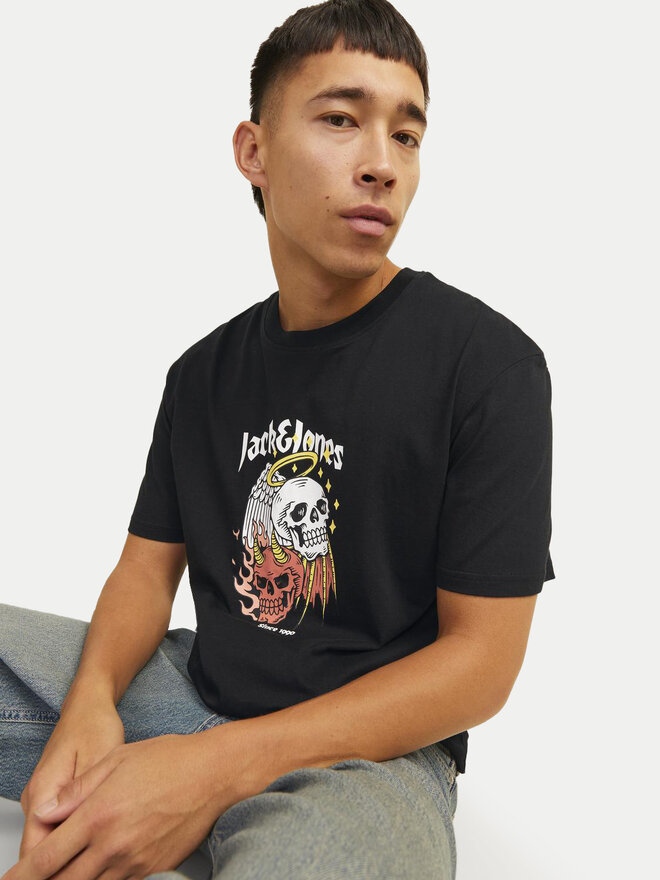 Jack&Jones Jack&Jones Marškinėliai Seven Skull 12262491 Juoda Regular Fit