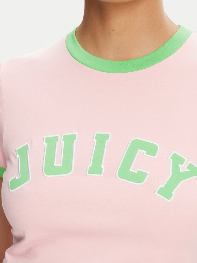 Juicy Couture Juicy Couture Футболка Collegiate Ringer JCWCT125320 Рожевий Slim Fit