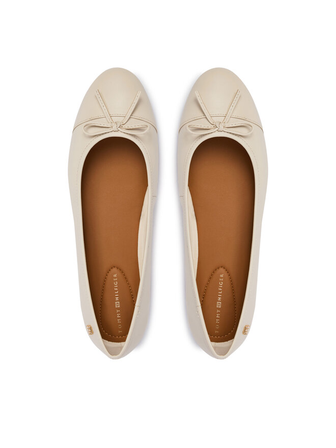 Tommy Hilfiger Ballerinas Tommy Hilfiger Hilfiger Smooth Lthr Ballet FW0FW09241 Écru