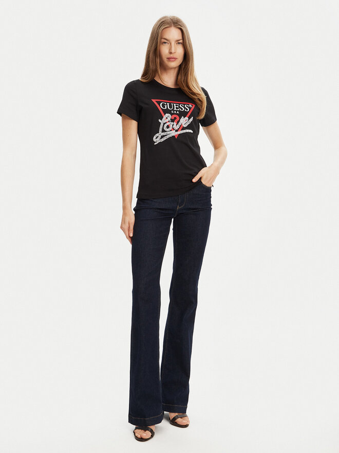 Guess Guess Marškinėliai W5YI40 I3Z14 Juoda Regular Fit