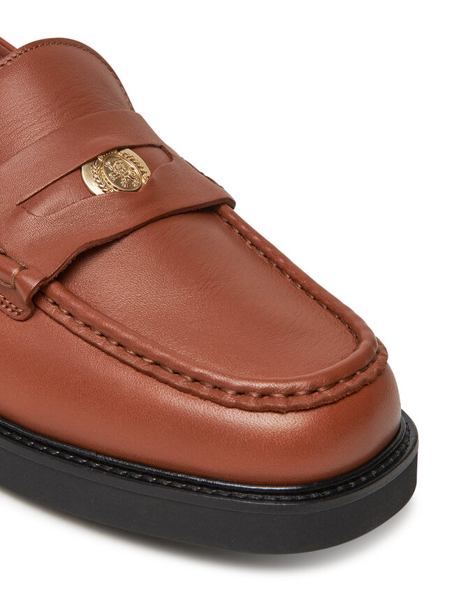 Tommy Hilfiger Slipper Tommy Hilfiger Crest Squarish Toe Penny Loafer FW0FW08633 Braun