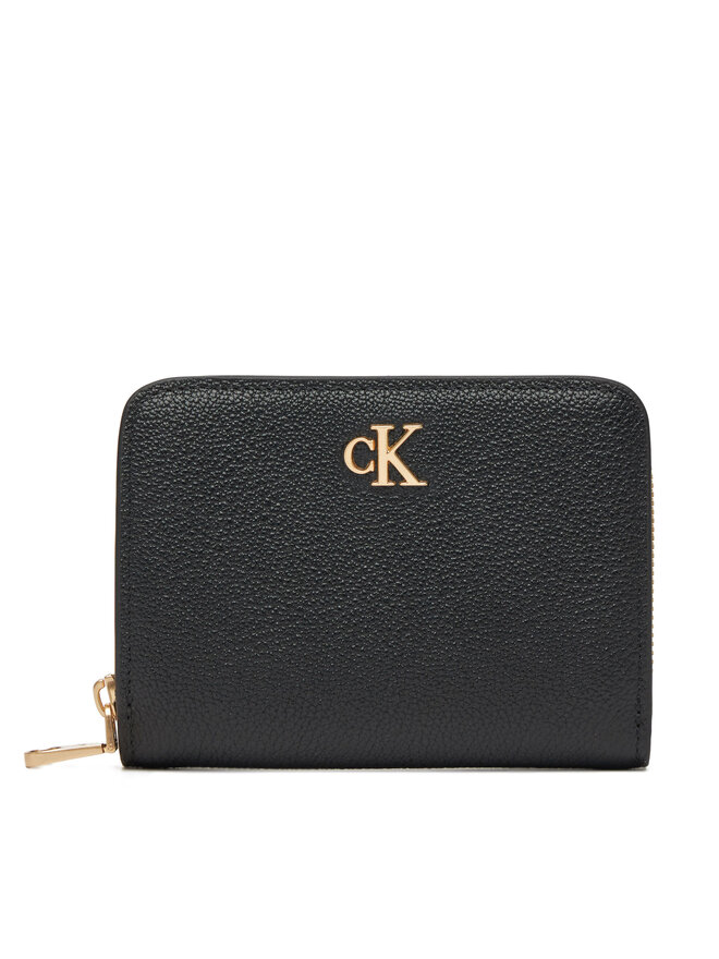 Calvin Klein Velika moška denarnica Calvin Klein Minimal Monogrm Lthr Med Flap Zi LV04F1064G Črna