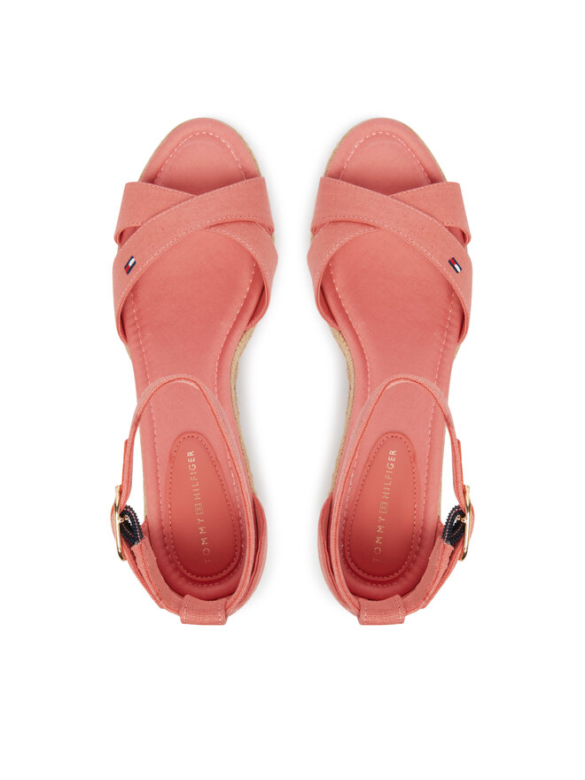 Tommy Hilfiger Espadrilles Tommy Hilfiger Hemp Crossover Strap Wedge Espadrilles FW0FW09332 Rosa