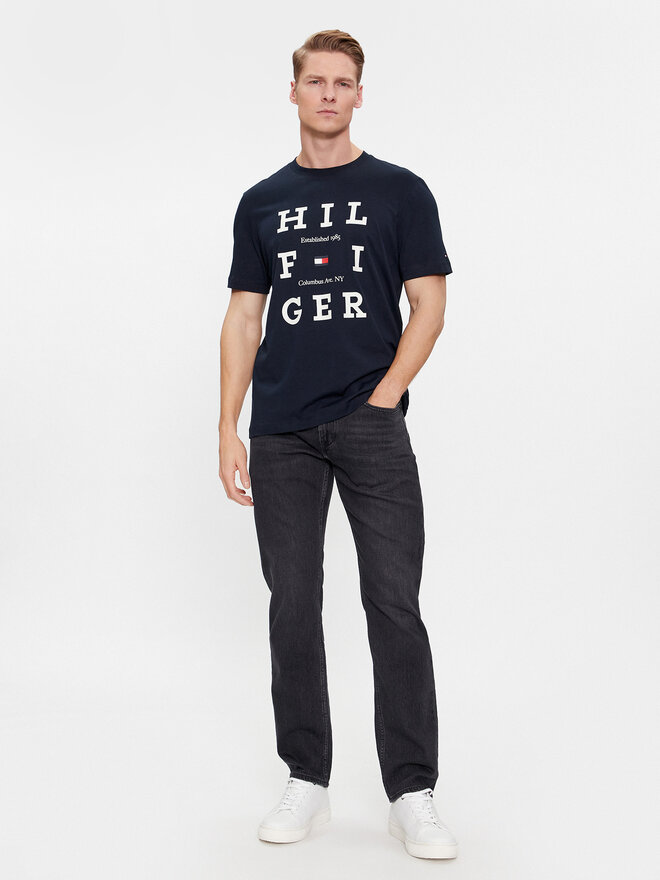 Tommy Hilfiger Tommy Hilfiger Póló Box Flag Logo Tee MW0MW33690 Sötétkék Regular Fit