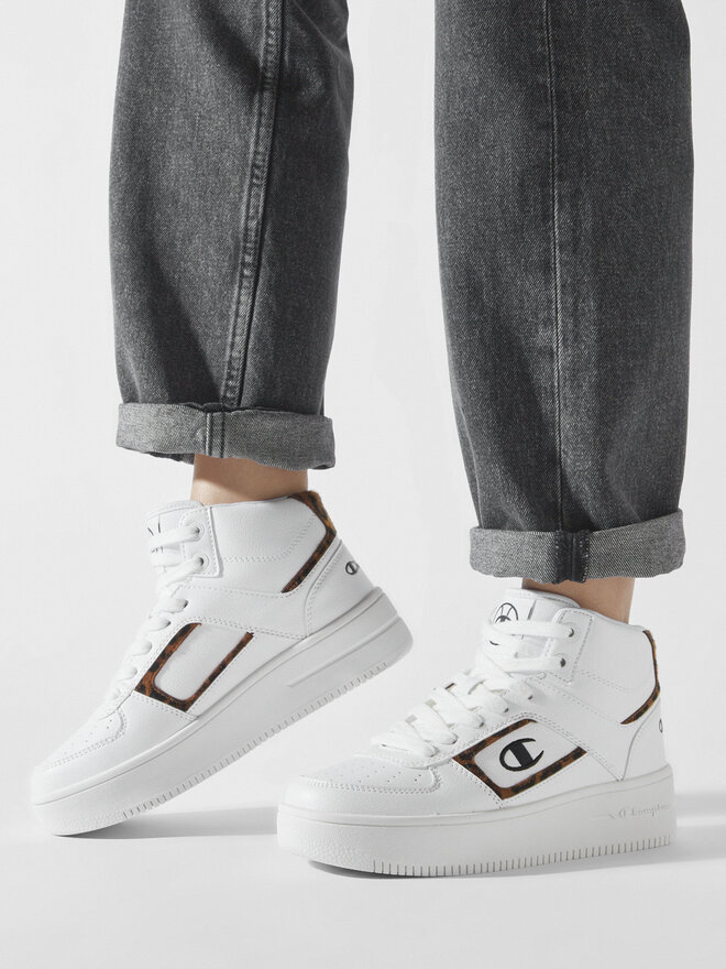 Champion Sneakersy Champion Mid Cut Foul Play Plat Mid Animalie S11601-WW001 Bílá