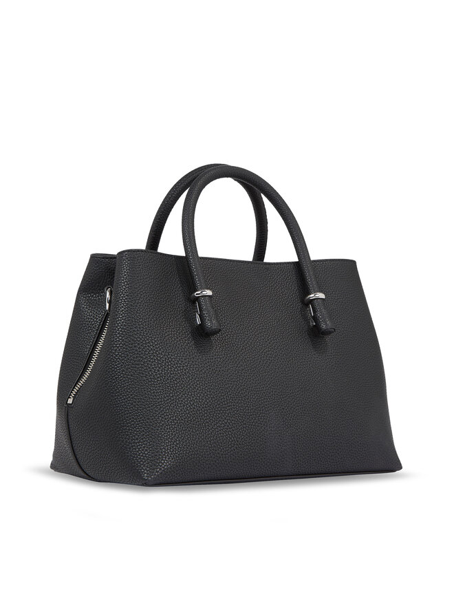 Tommy Hilfiger Handtasche Tommy Hilfiger Th Emblem Satchel AW0AW15224 Schwarz