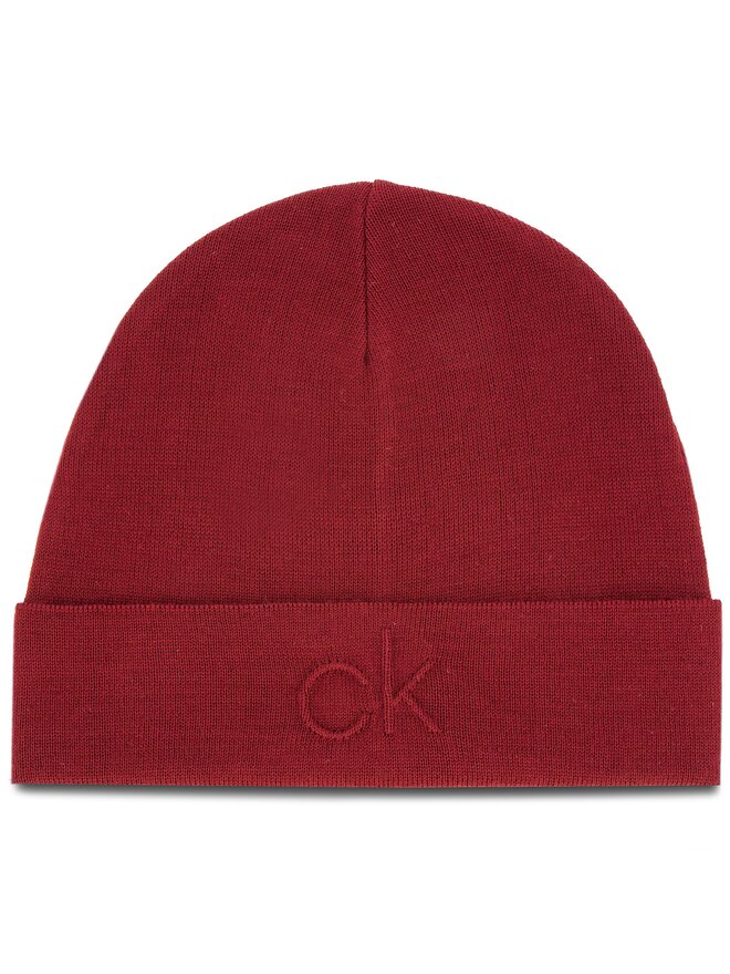 Calvin Klein Mütze Calvin Klein Ck Embossed Beanie K50K504092 Dunkelrot