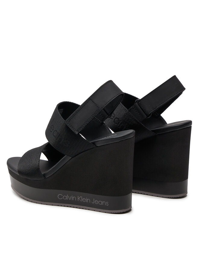 Calvin Klein Jeans Sandály Calvin Klein Jeans Wedge Sandal Webbing In Mr YW0YW01360 Černá