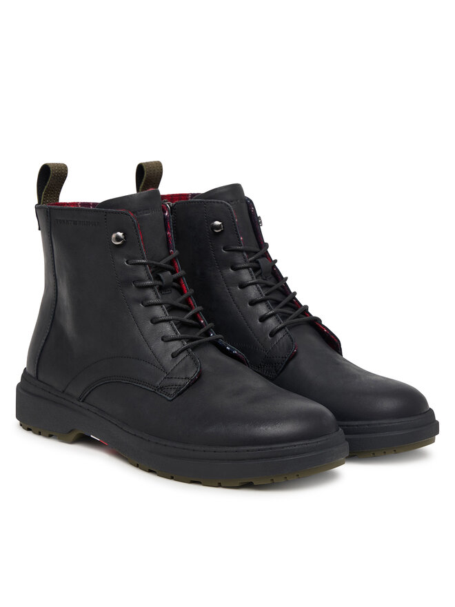 Tommy Hilfiger Schnürschuhe Tommy Hilfiger Hilfiger Outdoor Warm Lth Boot FM0FM05960 Schwarz