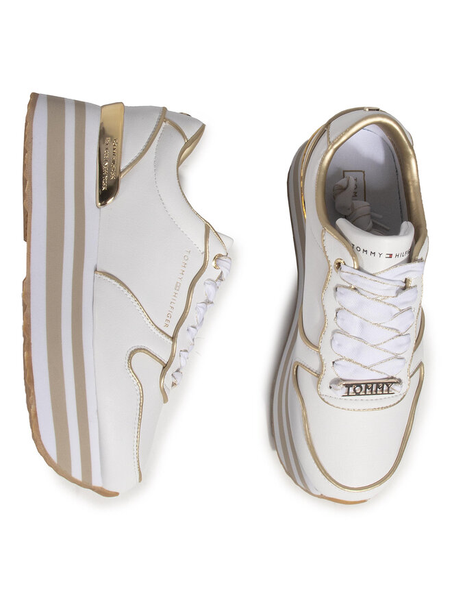 Tommy Hilfiger Snīkeri Tommy Hilfiger Mettalic Flatform Sneaker FW0FW04699 Balts