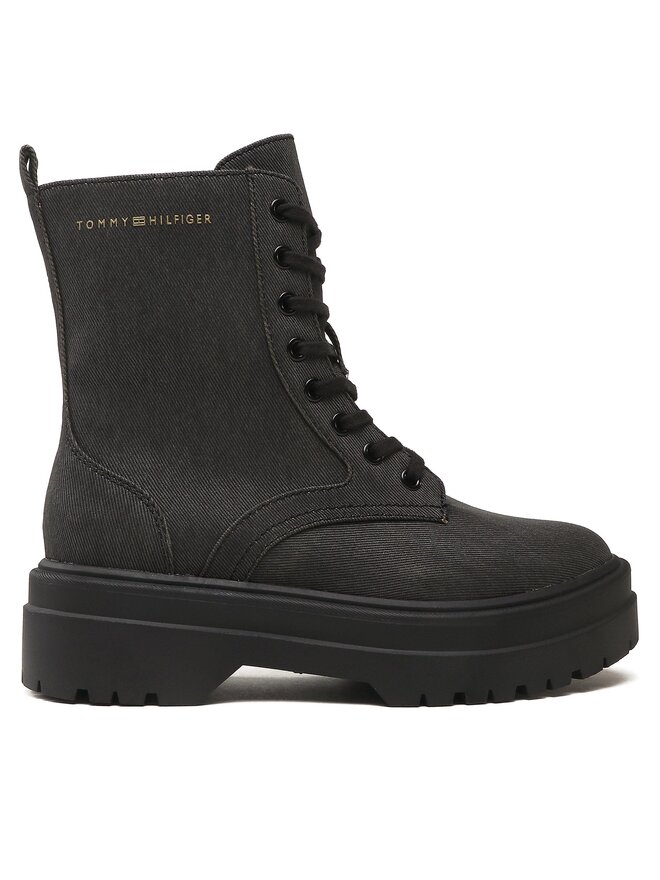 Tommy Hilfiger Schnürstiefeletten Tommy Hilfiger Feminine Essential Canvas FW0FW07357 Schwarz