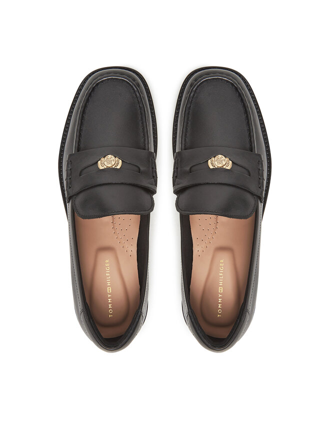 Tommy Hilfiger Slipper Tommy Hilfiger Crest Squarish Toe Penny Loafer FW0FW08633 Schwarz