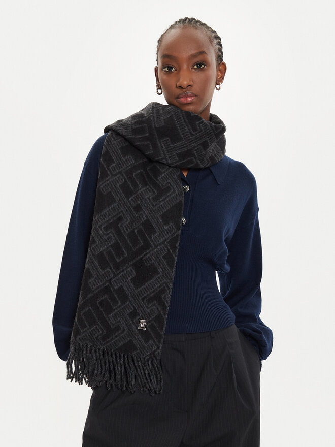 Tommy Hilfiger Šál Tommy Hilfiger Monogram AW0AW16650 Černá