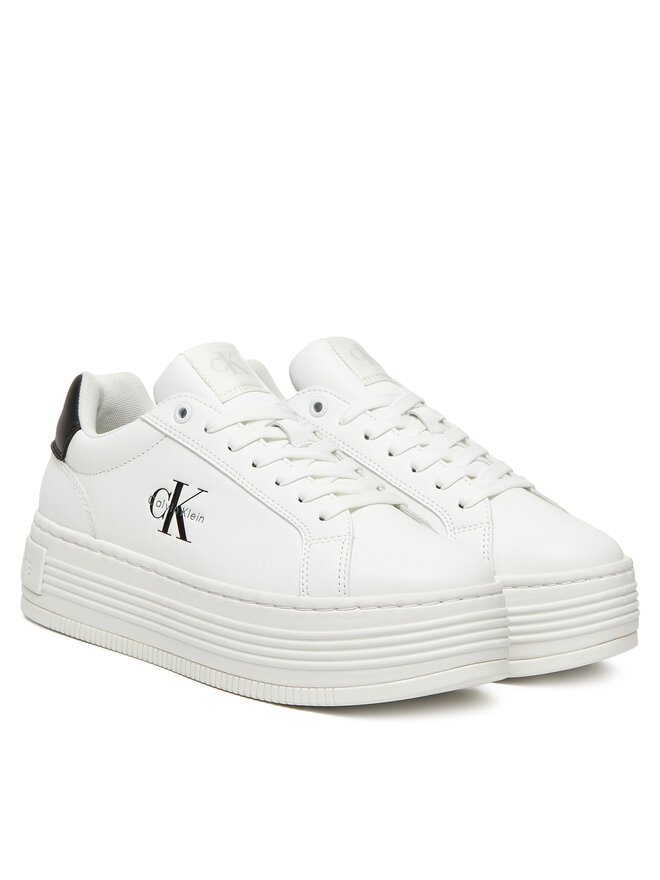 Calvin Klein Jeans Sportcipők Calvin Klein Jeans Bold Flatf Low Lace Lth YW0YW01878 Fehér