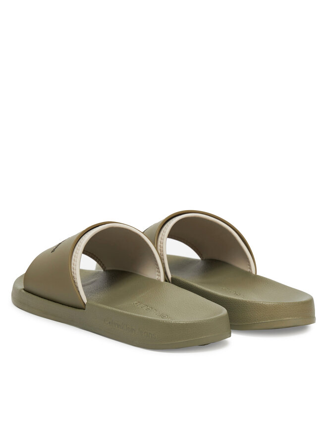 Calvin Klein Jeans Pantoletten Calvin Klein Jeans Slide Rubber Neoprene Monologo YM0YM00361 Khakifarben