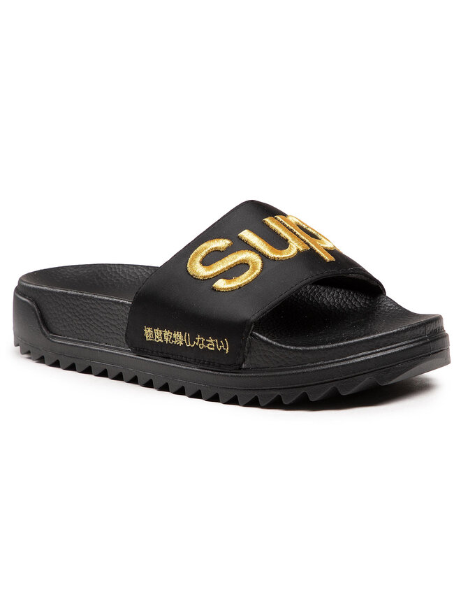 Superdry Pantoletten Superdry Satin Flatform Slide WF310126A Schwarz