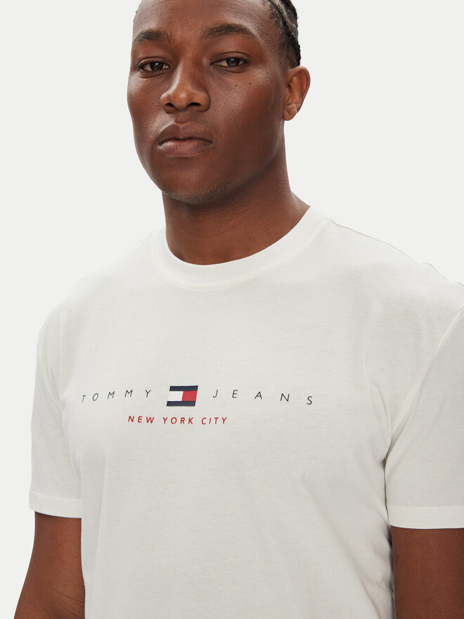 Tommy Jeans Tommy Jeans Marškinėliai Flag Linear DM0DM21911 Balta Regular Fit