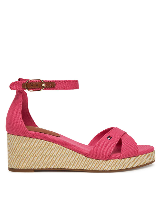 Tommy Hilfiger Sandały Tommy Hilfiger Flag Criss-Cros Mid Wedge Espad FW0FW08481 Różowy