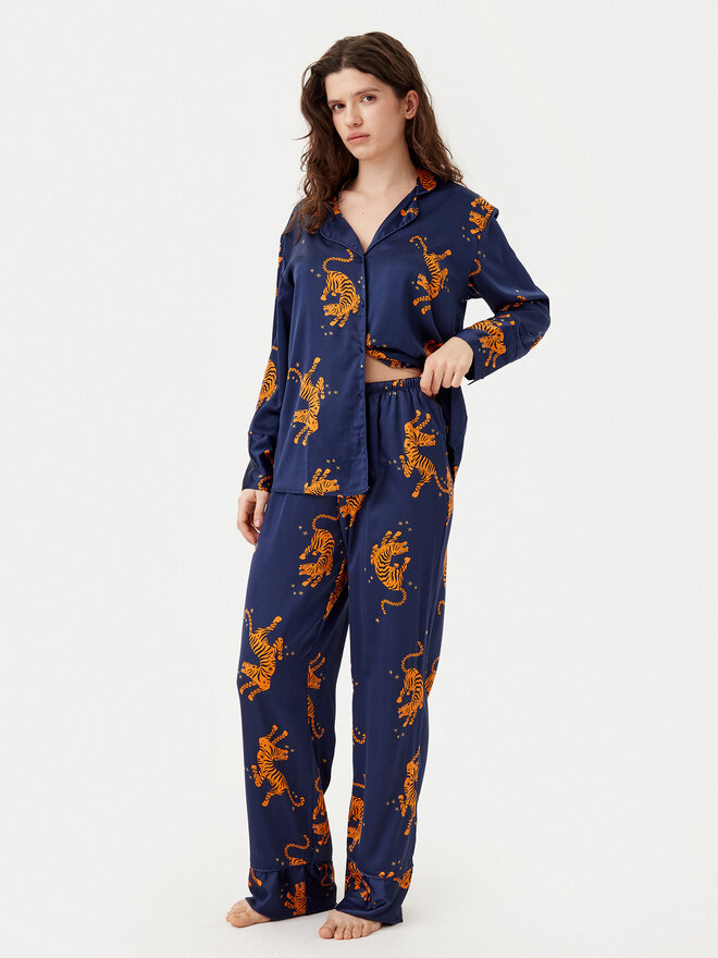 Hunkemöller Hunkemöller Pizsama Maritime Blue 300784 Sötétkék Regular Fit