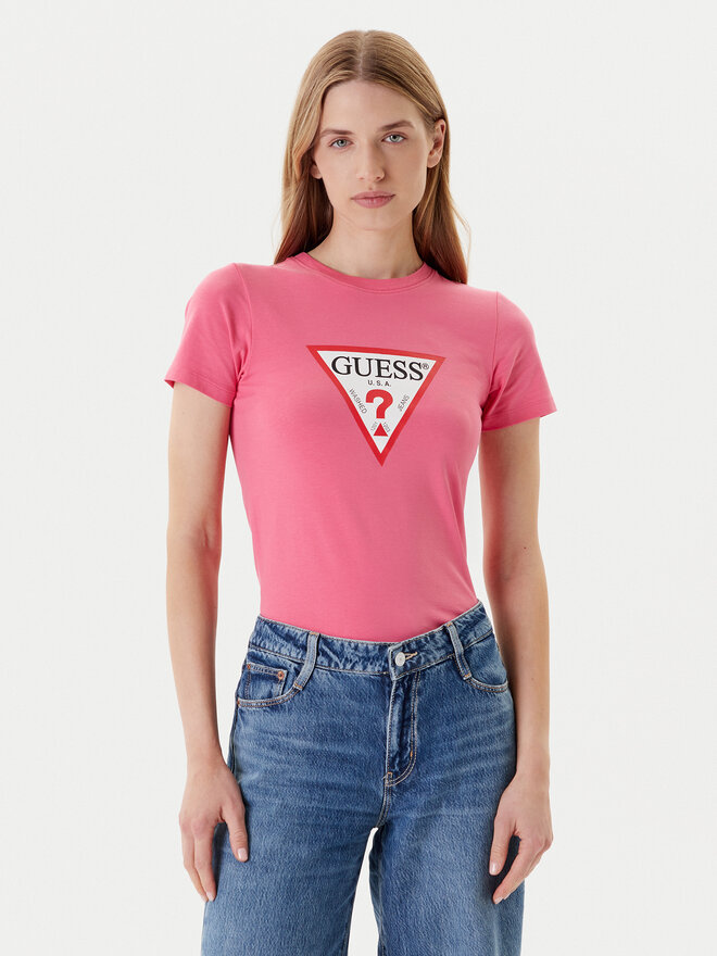 Guess Jeans Guess Jeans Camiseta W4YI04 J1314 Rosa Slim Fit