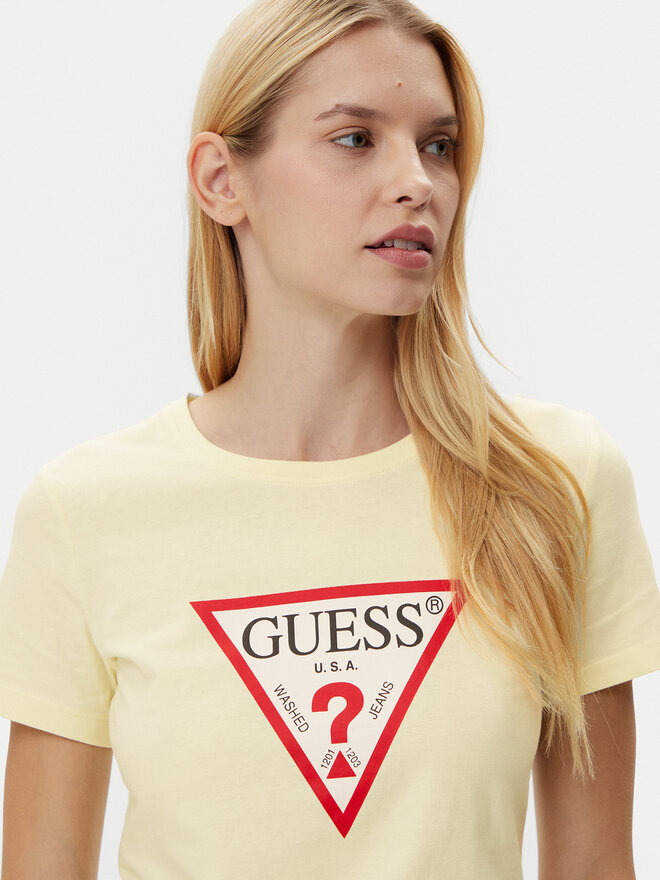 Guess Guess Marškinėliai W1YI1B I3Z14 Geltona Regular Fit