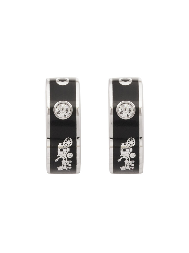 Coach Ohrringe Coach Enamel Horse & Carriage Hoop Earrings 37479036RHO003 Schwarz