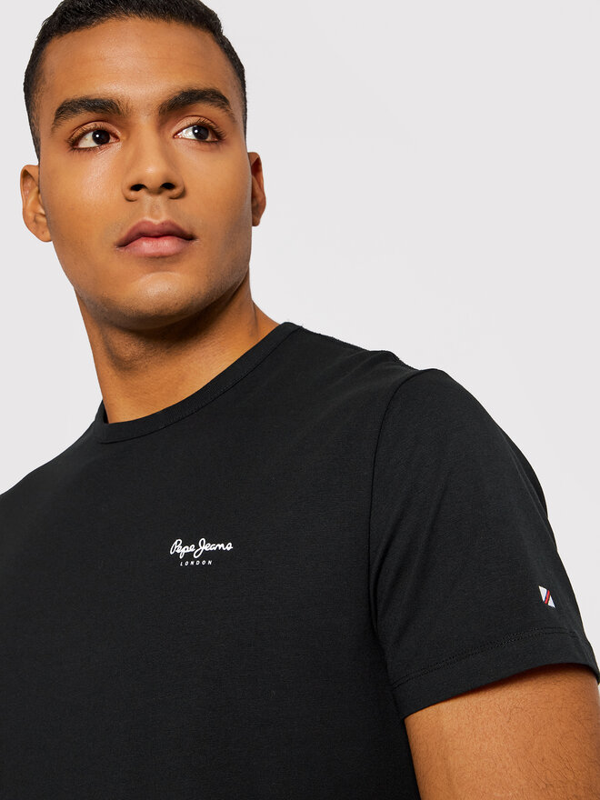 Pepe Jeans Pepe Jeans Marškinėliai Original Basic 3 N PM508212 Juoda Slim Fit