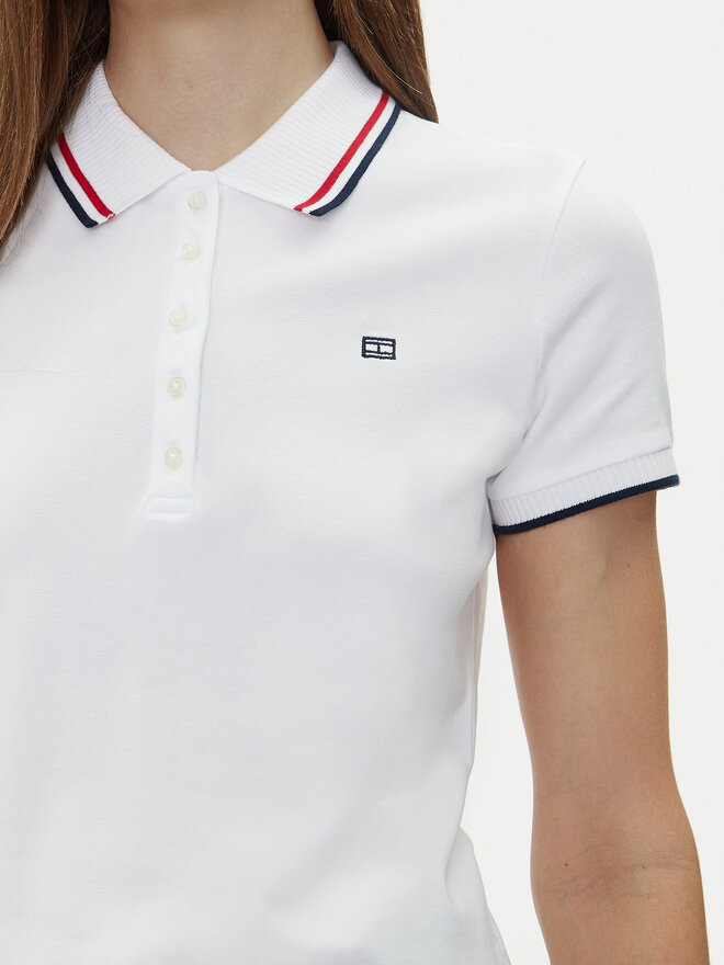 Tommy Hilfiger Tommy Hilfiger Polo Feminine Sporty Slim Polo Ss WW0WW44517 Λευκό Regular Fit