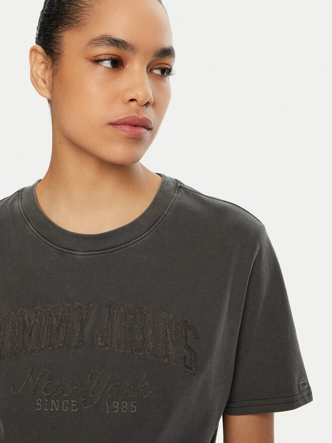 Tommy Jeans Tommy Jeans Marškinėliai Varsity DW0DW19444 Juoda Relaxed Fit