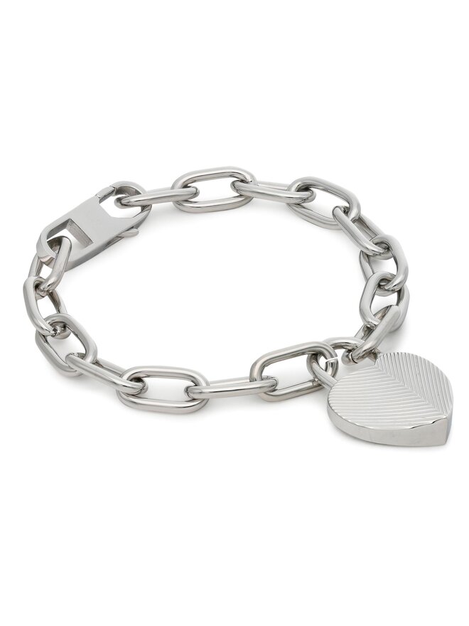 Fossil Гривна Fossil Harlow Linear Texture Heart JF04659040 Сребрист