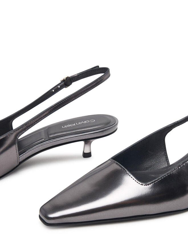 Calvin Klein Pumps Calvin Klein Kitten Heel Pump Sling Mirr Lth HW0HW03275 Silberfarben