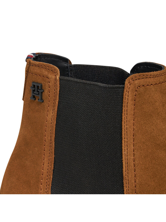 Tommy Hilfiger Боти тип челси Tommy Hilfiger Casual Cleated Suede Chelsea FM0FM05037 Кафяв